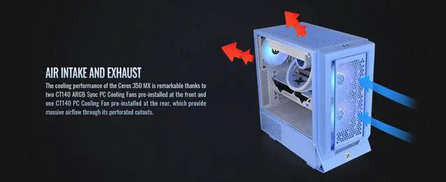 Alt view image 11 of 20 - Thermaltake Ceres 350 MX Hydrangea Blue Mid Tower ATX Case; 3 Pre-installed ARGB White Fans; Dual Front Panels; Hidden-Connector Motherboard Compatible; CA-1Z3-00MFWN-00