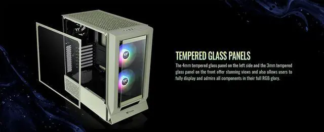 Alt view image 9 of 20 - Thermaltake Ceres 350 MX Matcha Green Mid Tower ATX Case; 3 Pre-installed ARGB Fans; Dual Front Panels; Hidden-Connector Motherboard Compatible; CA-1Z3-00MEWN-00
