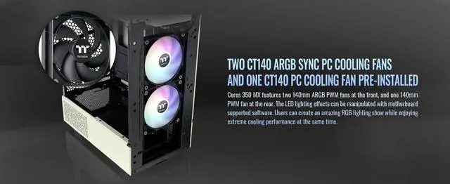 Alt view image 13 of 20 - Thermaltake Ceres 350 MX Matcha Green Mid Tower ATX Case; 3 Pre-installed ARGB Fans; Dual Front Panels; Hidden-Connector Motherboard Compatible; CA-1Z3-00MEWN-00