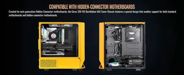 Alt view image 4 of 20 - Thermaltake Ceres 350 MX Bumblebee Mid Tower ATX Case; 3 Pre-installed ARGB Fans; Dual Front Panels; Hidden-Connector Motherboard Compatible; CA-1Z3-00M4WN-00