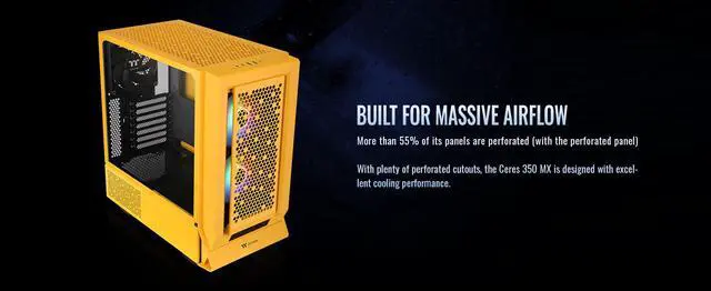 Alt view image 6 of 20 - Thermaltake Ceres 350 MX Bumblebee Mid Tower ATX Case; 3 Pre-installed ARGB Fans; Dual Front Panels; Hidden-Connector Motherboard Compatible; CA-1Z3-00M4WN-00