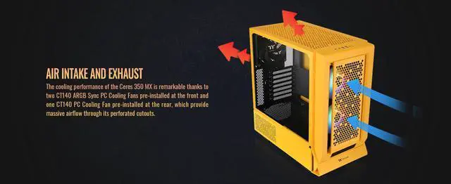 Alt view image 11 of 20 - Thermaltake Ceres 350 MX Bumblebee Mid Tower ATX Case; 3 Pre-installed ARGB Fans; Dual Front Panels; Hidden-Connector Motherboard Compatible; CA-1Z3-00M4WN-00