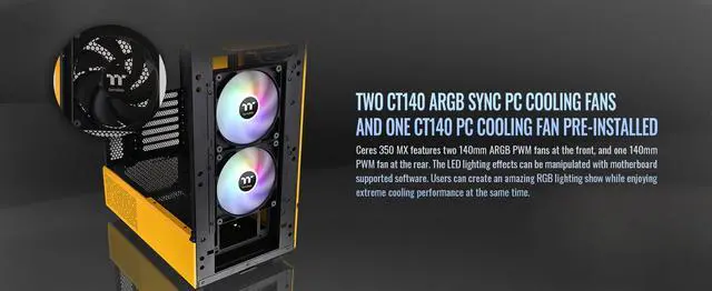 Alt view image 12 of 20 - Thermaltake Ceres 350 MX Bumblebee Mid Tower ATX Case; 3 Pre-installed ARGB Fans; Dual Front Panels; Hidden-Connector Motherboard Compatible; CA-1Z3-00M4WN-00
