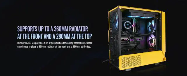 Alt view image 13 of 20 - Thermaltake Ceres 350 MX Bumblebee Mid Tower ATX Case; 3 Pre-installed ARGB Fans; Dual Front Panels; Hidden-Connector Motherboard Compatible; CA-1Z3-00M4WN-00