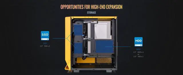 Alt view image 16 of 20 - Thermaltake Ceres 350 MX Bumblebee Mid Tower ATX Case; 3 Pre-installed ARGB Fans; Dual Front Panels; Hidden-Connector Motherboard Compatible; CA-1Z3-00M4WN-00