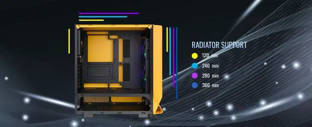 Alt view image 17 of 20 - Thermaltake Ceres 350 MX Bumblebee Mid Tower ATX Case; 3 Pre-installed ARGB Fans; Dual Front Panels; Hidden-Connector Motherboard Compatible; CA-1Z3-00M4WN-00