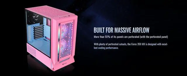 Alt view image 6 of 20 - Thermaltake Ceres 350 MX Bubble Pink Mid Tower ATX Case; 3 Pre-installed ARGB Fans; Dual Front Panels; Hidden-Connector Motherboard Compatible; CA-1Z3-00MAWN-00