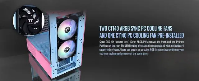 Alt view image 11 of 20 - Thermaltake Ceres 350 MX Bubble Pink Mid Tower ATX Case; 3 Pre-installed ARGB Fans; Dual Front Panels; Hidden-Connector Motherboard Compatible; CA-1Z3-00MAWN-00