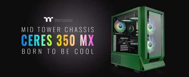 Main image of Thermaltake Ceres 350 MX Racing Green Mid Tower ATX Case; 3 Pre-installed ARGB Fans; Dual Front Panels; Hidden-Connector Motherboard Compatible; CA-1Z3-00MCWN-00