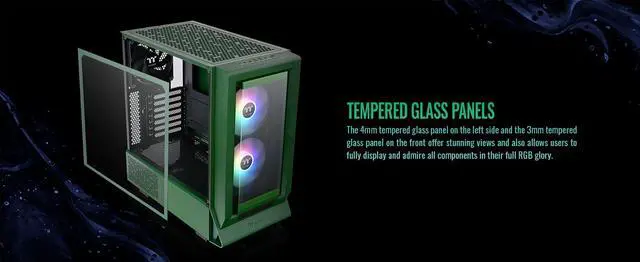 Alt view image 9 of 20 - Thermaltake Ceres 350 MX Racing Green Mid Tower ATX Case; 3 Pre-installed ARGB Fans; Dual Front Panels; Hidden-Connector Motherboard Compatible; CA-1Z3-00MCWN-00