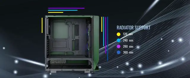 Alt view image 16 of 20 - Thermaltake Ceres 350 MX Racing Green Mid Tower ATX Case; 3 Pre-installed ARGB Fans; Dual Front Panels; Hidden-Connector Motherboard Compatible; CA-1Z3-00MCWN-00
