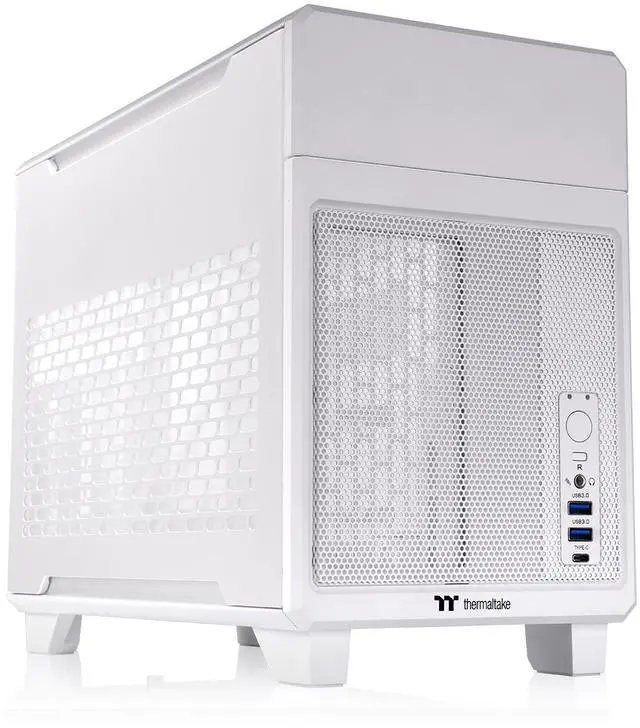 Main image of Thermaltake TR100 SFF Chassis mITX Support 18.9 Liters PCIe 4.0 Riser Cable Included 360mm GPU Clearance 280mm Radiator Support Removable PCIe Bracket, Snow, CA-11A-00S6NN-00