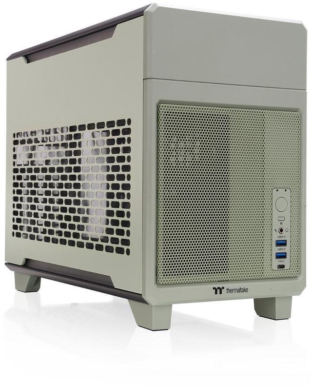 Main image of Thermaltake TR100 SFF Chassis mITX Support 18.9 Liters PCIe 4.0 Riser Cable Included 360mm GPU Clearance 280mm Radiator Support Removable PCIe Bracket, Matcha Green, CA-11A-00SENN-00