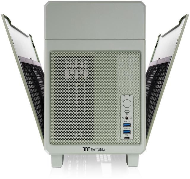 Alt view image 3 of 15 - Thermaltake TR100 SFF Chassis mITX Support 18.9 Liters PCIe 4.0 Riser Cable Included 360mm GPU Clearance 280mm Radiator Support Removable PCIe Bracket, Matcha Green, CA-11A-00SENN-00