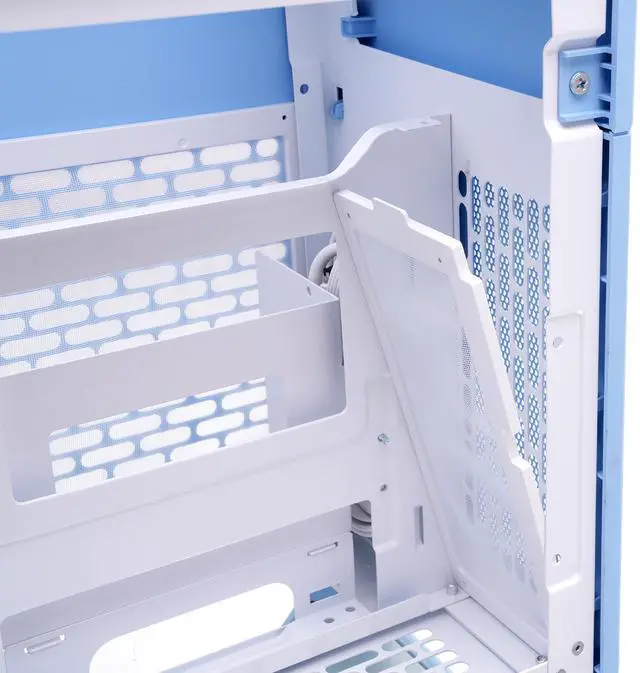 Alt view image 10 of 13 - Thermaltake TR100 SFF Chassis; mITX Support 18.9 Liters PCIe 4.0 Riser Cable Included 360mm GPU Clearance 280mm Radiator Support Removable PCIe Bracket, Hydrangea Blue, CA-11A-00SFNN-00