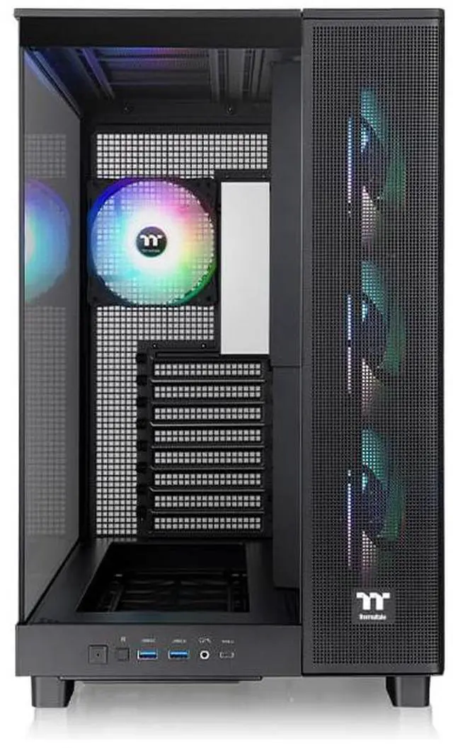 Alt view image 2 of 6 - Thermaltake View 380 XL TG ARGB; 4x120mm ARGB Lite Fans Included; 360mm Radiator Support; 420mm GPU Clearance; Hidden Connector Support; Dual Chamber; Black; CA-11E-00M1WN-00