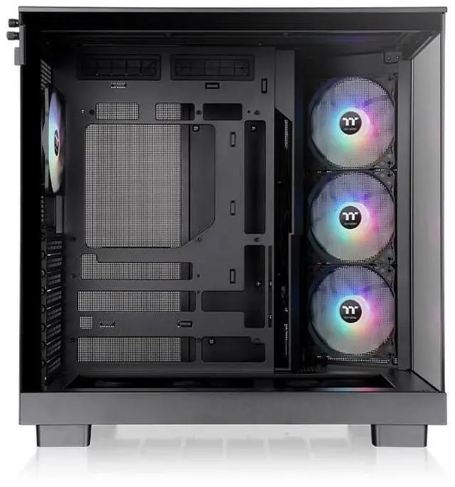 Alt view image 3 of 6 - Thermaltake View 380 XL TG ARGB; 4x120mm ARGB Lite Fans Included; 360mm Radiator Support; 420mm GPU Clearance; Hidden Connector Support; Dual Chamber; Black; CA-11E-00M1WN-00