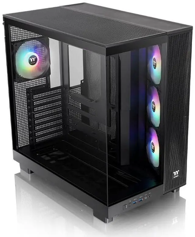 Alt view image 6 of 6 - Thermaltake View 380 XL TG ARGB; 4x120mm ARGB Lite Fans Included; 360mm Radiator Support; 420mm GPU Clearance; Hidden Connector Support; Dual Chamber; Black; CA-11E-00M1WN-00