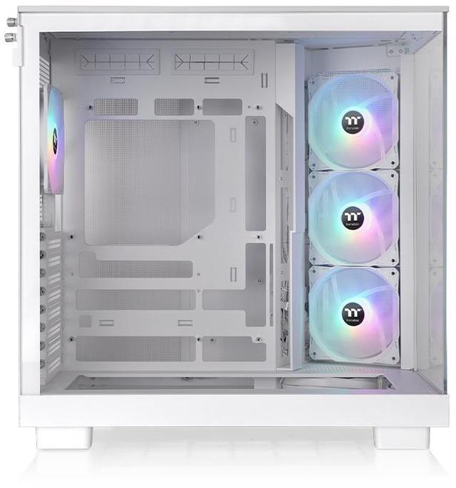 Alt view image 3 of 6 - Thermaltake View 380 XL TG ARGB; 4x120mm ARGB Lite Fans Included; 360mm Radiator Support; 420mm GPU Clearance; Hidden Connector Support; Dual Chamber; Snow; CA-11E-00M6WN-00