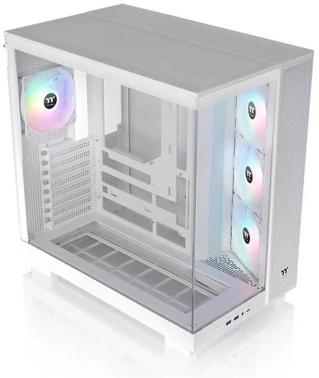 Alt view image 6 of 6 - Thermaltake View 380 XL TG ARGB; 4x120mm ARGB Lite Fans Included; 360mm Radiator Support; 420mm GPU Clearance; Hidden Connector Support; Dual Chamber; Snow; CA-11E-00M6WN-00