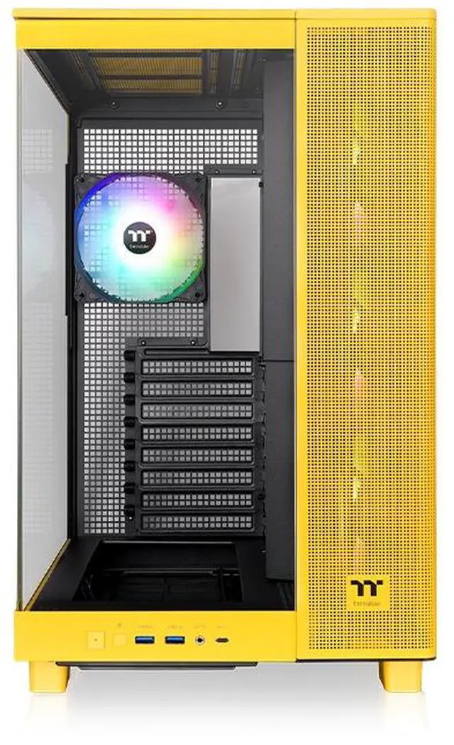 Alt view image 2 of 6 - Thermaltake View 380 XL TG ARGB; 4x120mm ARGB Lite Fans Included; 360mm Radiator Support; 420mm GPU Clearance; Hidden Connector Support; Dual Chamber; Bumblebee; CA-11E-00M4WN-00