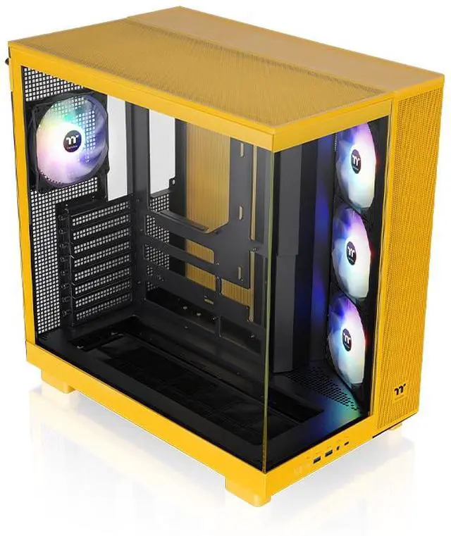 Alt view image 6 of 6 - Thermaltake View 380 XL TG ARGB; 4x120mm ARGB Lite Fans Included; 360mm Radiator Support; 420mm GPU Clearance; Hidden Connector Support; Dual Chamber; Bumblebee; CA-11E-00M4WN-00