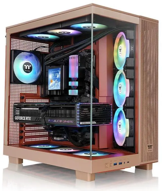 Main image of Thermaltake View 380 XL TG ARGB; 4x120mm ARGB Lite Fans Included; 360mm Radiator Support; 420mm GPU Clearance; Hidden Connector Support; Dual Chamber; Gravel Sand; CA-11E-00MGWN-00