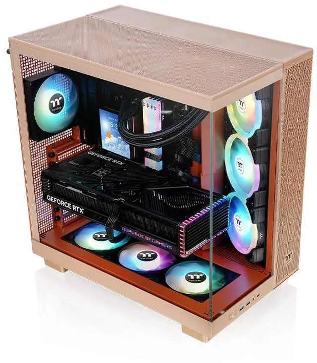 Alt view image 6 of 6 - Thermaltake View 380 XL TG ARGB; 4x120mm ARGB Lite Fans Included; 360mm Radiator Support; 420mm GPU Clearance; Hidden Connector Support; Dual Chamber; Gravel Sand; CA-11E-00MGWN-00