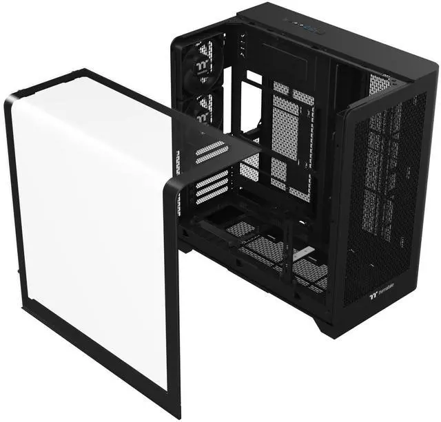 Alt view image 7 of 8 - Thermaltake View 390 Air; Mid Tower; 2x120mm CT Fans Included; 360mm Radiator Support; 420mm GPU Clearance; Hidden Connector Support; Rotatable PCIe Slots; 200mm PSU Clearance; Black; CA-11F-00M1WN-00
