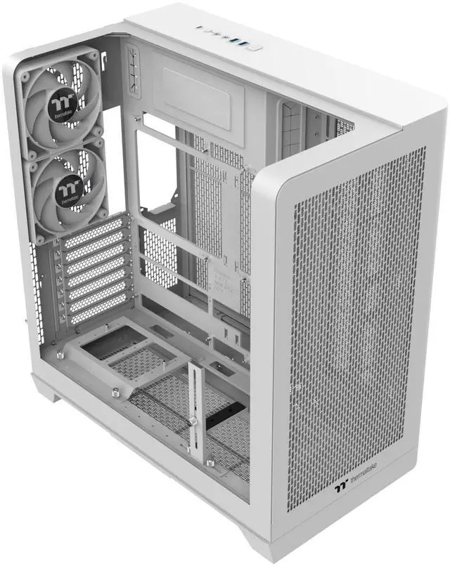 Alt view image 3 of 11 - Thermaltake View 390 Air; Mid Tower; 2x120mm CT Fans Included; 360mm Radiator Support; 420mm GPU Clearance; Hidden Connector Support; Rotatable PCIe Slots; 200mm PSU Clearance; Snow; CA-11F-00M6WN-00