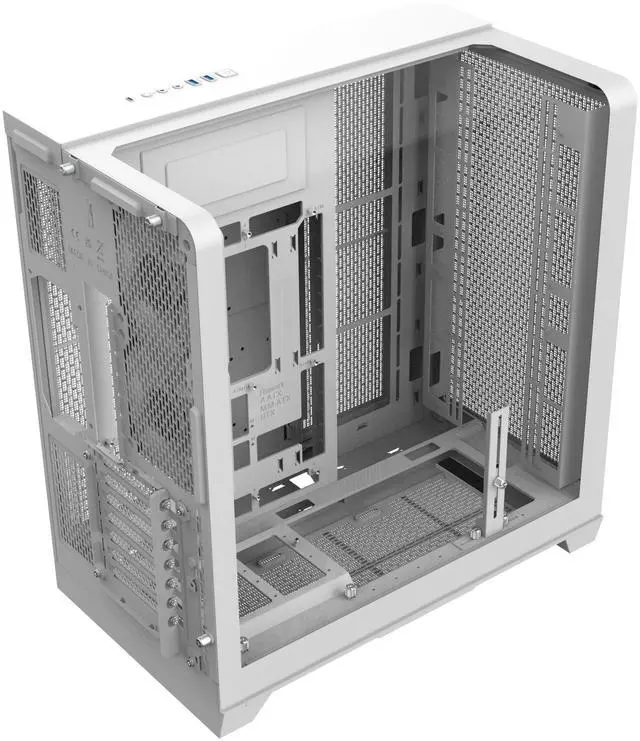 Alt view image 5 of 11 - Thermaltake View 390 Air; Mid Tower; 2x120mm CT Fans Included; 360mm Radiator Support; 420mm GPU Clearance; Hidden Connector Support; Rotatable PCIe Slots; 200mm PSU Clearance; Snow; CA-11F-00M6WN-00
