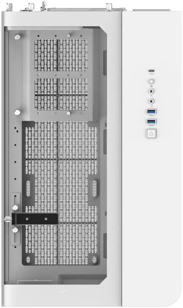 Alt view image 8 of 11 - Thermaltake View 390 Air; Mid Tower; 2x120mm CT Fans Included; 360mm Radiator Support; 420mm GPU Clearance; Hidden Connector Support; Rotatable PCIe Slots; 200mm PSU Clearance; Snow; CA-11F-00M6WN-00