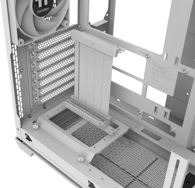 Alt view image 10 of 11 - Thermaltake View 390 Air; Mid Tower; 2x120mm CT Fans Included; 360mm Radiator Support; 420mm GPU Clearance; Hidden Connector Support; Rotatable PCIe Slots; 200mm PSU Clearance; Snow; CA-11F-00M6WN-00