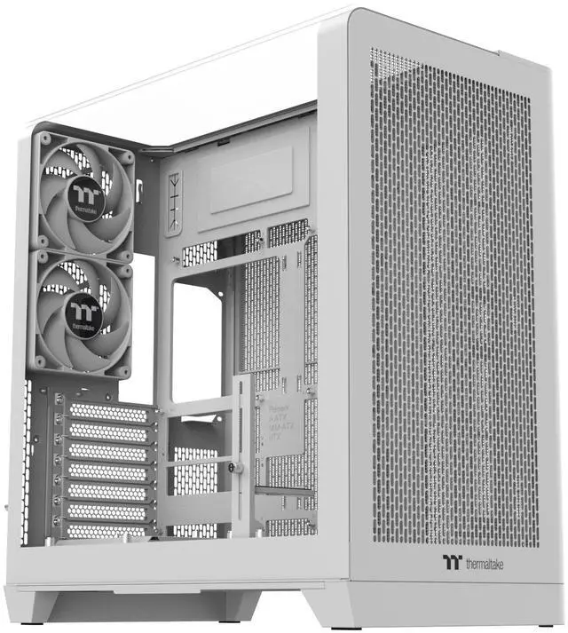 Alt view image 11 of 11 - Thermaltake View 390 Air; Mid Tower; 2x120mm CT Fans Included; 360mm Radiator Support; 420mm GPU Clearance; Hidden Connector Support; Rotatable PCIe Slots; 200mm PSU Clearance; Snow; CA-11F-00M6WN-00