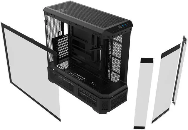 Alt view image 8 of 9 - Thermaltake View 600 TG; Full Tower; 420mm Radiator Support; 480mm GPU Clearance; Hidden Connector Support; Rotatable PCIe Slots; 220mm PSU Clearance; Black; CA-11H-00F1WN-00