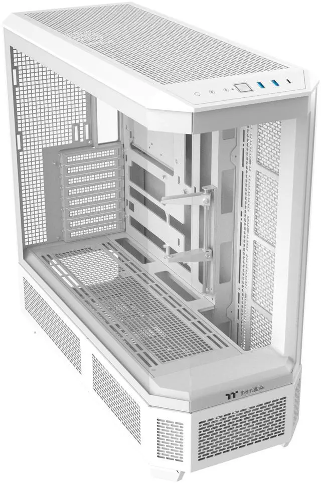 Alt view image 4 of 9 - Thermaltake View 600 TG; Full Tower; 420mm Radiator Support; 480mm GPU Clearance; Hidden Connector Support; Rotatable PCIe Slots; 220mm PSU Clearance; Snow; CA-11H-00F6WN-00