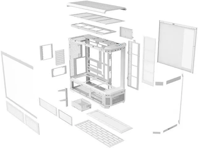 Alt view image 5 of 9 - Thermaltake View 600 TG; Full Tower; 420mm Radiator Support; 480mm GPU Clearance; Hidden Connector Support; Rotatable PCIe Slots; 220mm PSU Clearance; Snow; CA-11H-00F6WN-00