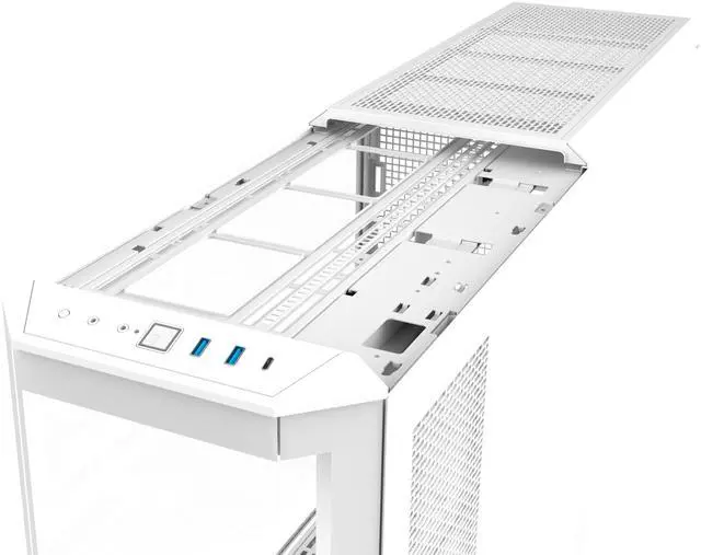 Alt view image 8 of 9 - Thermaltake View 600 TG; Full Tower; 420mm Radiator Support; 480mm GPU Clearance; Hidden Connector Support; Rotatable PCIe Slots; 220mm PSU Clearance; Snow; CA-11H-00F6WN-00
