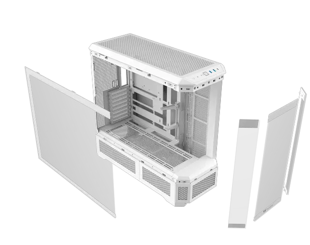 Alt view image 9 of 9 - Thermaltake View 600 TG; Full Tower; 420mm Radiator Support; 480mm GPU Clearance; Hidden Connector Support; Rotatable PCIe Slots; 220mm PSU Clearance; Snow; CA-11H-00F6WN-00