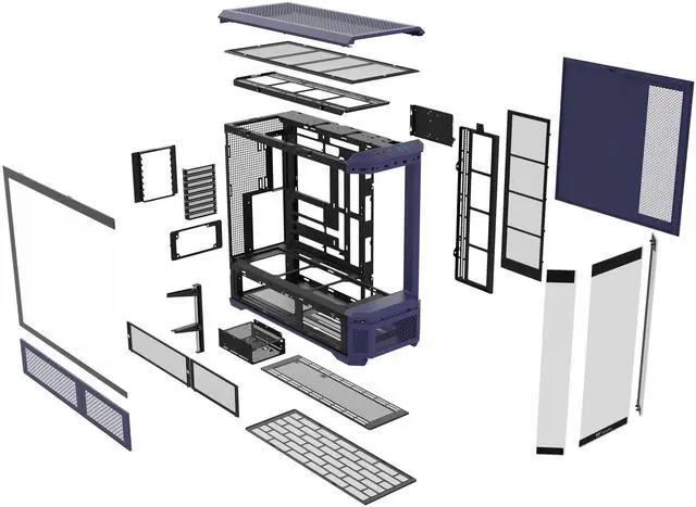Alt view image 2 of 8 - Thermaltake View 600 TG; Full Tower; 420mm Radiator Support; 480mm GPU Clearance; Hidden Connector Support; Rotatable PCIe Slots; 220mm PSU Clearance; Future Dusk; CA-11H-00FNWN-00