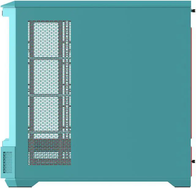 Alt view image 3 of 10 - Thermaltake View 600 TG; Full Tower; 420mm Radiator Support; 480mm GPU Clearance; Hidden Connector Support; Rotatable PCIe Slots; 220mm PSU Clearance; Mint Strawberry; CA-11H-00FLWN-00