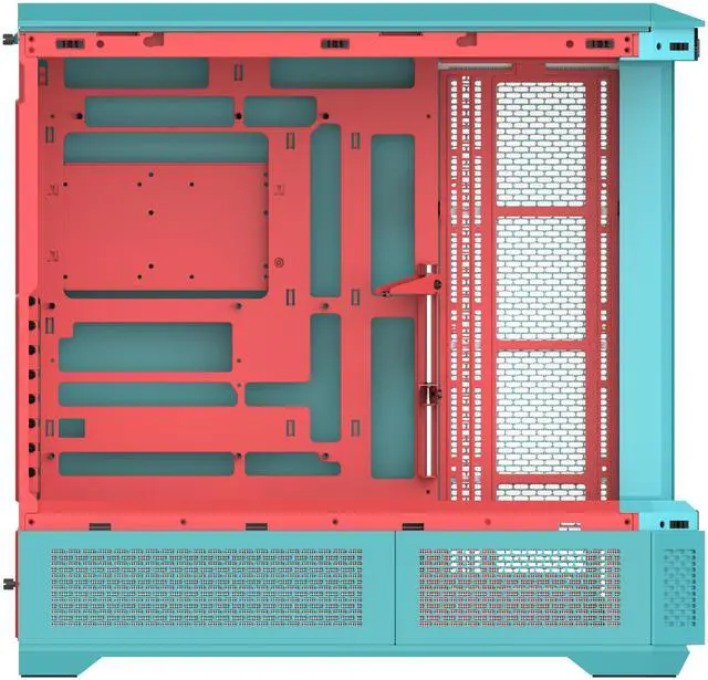 Alt view image 5 of 10 - Thermaltake View 600 TG; Full Tower; 420mm Radiator Support; 480mm GPU Clearance; Hidden Connector Support; Rotatable PCIe Slots; 220mm PSU Clearance; Mint Strawberry; CA-11H-00FLWN-00