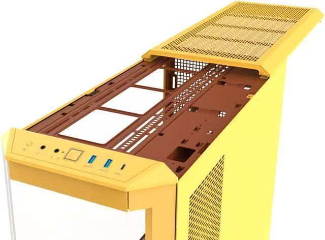 Alt view image 9 of 11 - Thermaltake View 600 TG; Full Tower; 420mm Radiator Support; 480mm GPU Clearance; Hidden Connector Support; Rotatable PCIe Slots; 220mm PSU Clearance; Butter Caramel; CA-11H-00FMWN-00