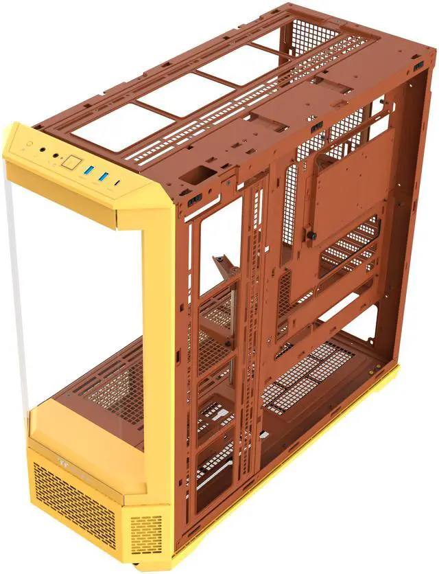 Alt view image 10 of 11 - Thermaltake View 600 TG; Full Tower; 420mm Radiator Support; 480mm GPU Clearance; Hidden Connector Support; Rotatable PCIe Slots; 220mm PSU Clearance; Butter Caramel; CA-11H-00FMWN-00