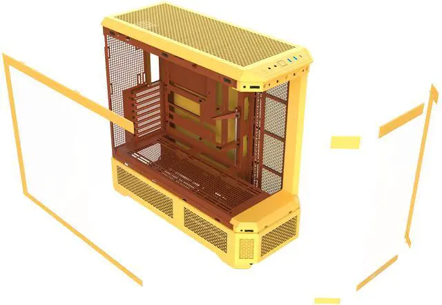 Alt view image 11 of 11 - Thermaltake View 600 TG; Full Tower; 420mm Radiator Support; 480mm GPU Clearance; Hidden Connector Support; Rotatable PCIe Slots; 220mm PSU Clearance; Butter Caramel; CA-11H-00FMWN-00