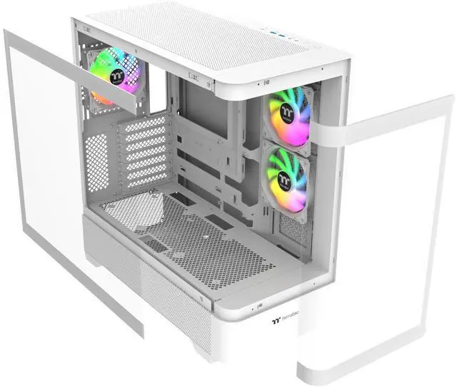 Alt view image 3 of 11 - Thermaltake View 290; Mid Tower; 3x120mm ARGB Lite Fans Included; 360mm Radiator Support; 450mm GPU Clearance; Hidden Connector Support; Rotatable PCIe Slots; 200mm PSU Clearance; Snow; Ca-11G-00M6WN-00