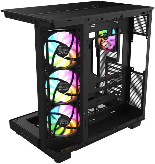 Alt view image 4 of 8 - Thermaltake View 380 XL WS ARGB; Mid Tower Chassis; Side Wood Trim; 4x120mm ARGB Lite Fans Included; 360mm Radiator Support; 420mm GPU Clearance; 180mm Max PSU Length; 160mm Air Cooler Max Height; ATX/mATX/mITX; Hidden Connector Support