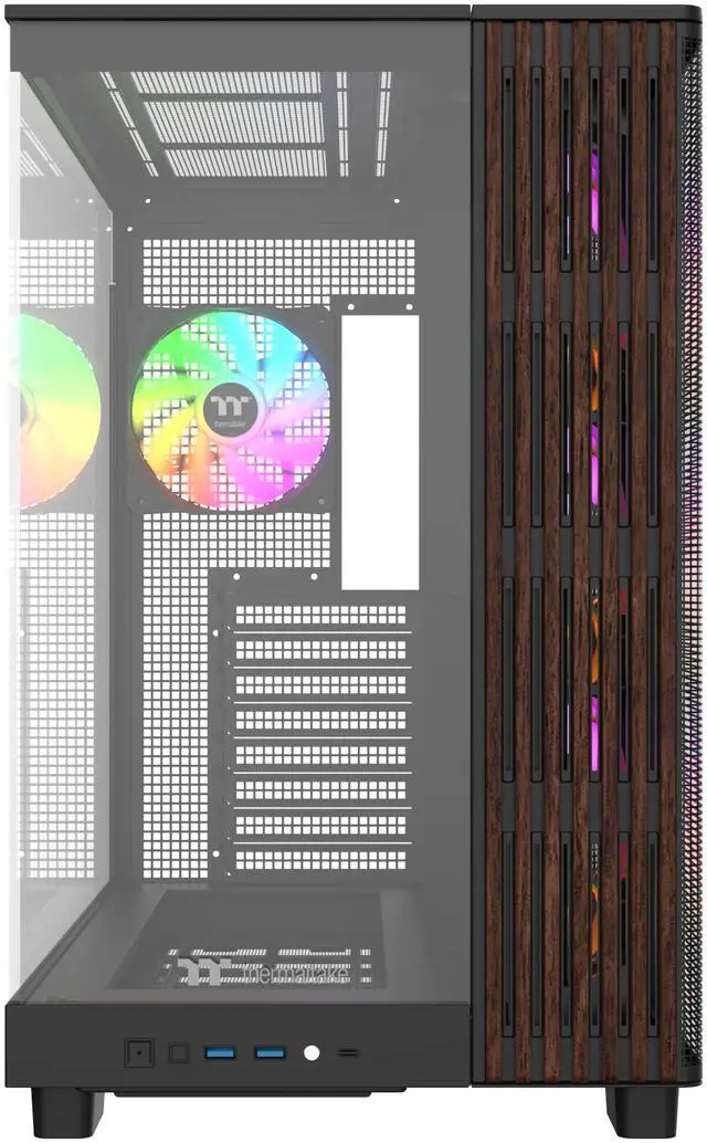 Alt view image 5 of 8 - Thermaltake View 380 XL WS ARGB; Mid Tower Chassis; Side Wood Trim; 4x120mm ARGB Lite Fans Included; 360mm Radiator Support; 420mm GPU Clearance; 180mm Max PSU Length; 160mm Air Cooler Max Height; ATX/mATX/mITX; Hidden Connector Support