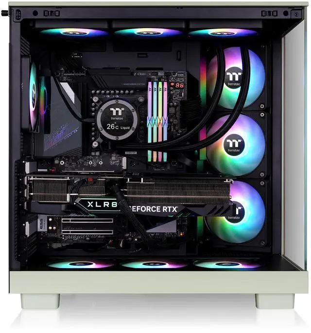 Main image of Thermaltake View 380 XL WS ARGB; Mid Tower Chassis; Side Wood Trim; 4x120mm ARGB Lite Fans Included; 360mm Radiator Support; 420mm GPU Clearance; 180mm Max PSU Length; 160mm Air Cooler Max Height; ATX/mATX/mITX; Hidden Connector Support
