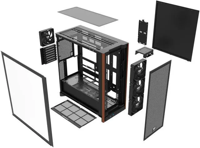 Alt view image 4 of 10 - Thermaltake S370 WS; Mid Tower Chassis; Wood Front Trim; 4x120mm CT120 PWM Fans Included; 360mm Radiator Support; 410mm GPU Clearance; 200mm Max PSU Length; 175mm Air Cooler Max Height; E-ATX/ATX/mATX/mITX; Hidden Connector Support
